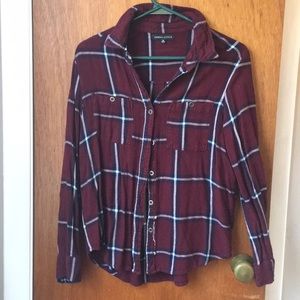 Maroon plaid button up
